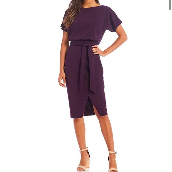 Kensie
Textured Knit Boat Neck Self-Tie Waist Short Sleeve Blouson Dress - Picture 1 of 12